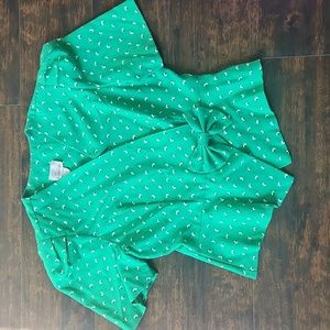 Vintage 80s short sleeve peplum jacket 16 strong shoulder bow button suit top